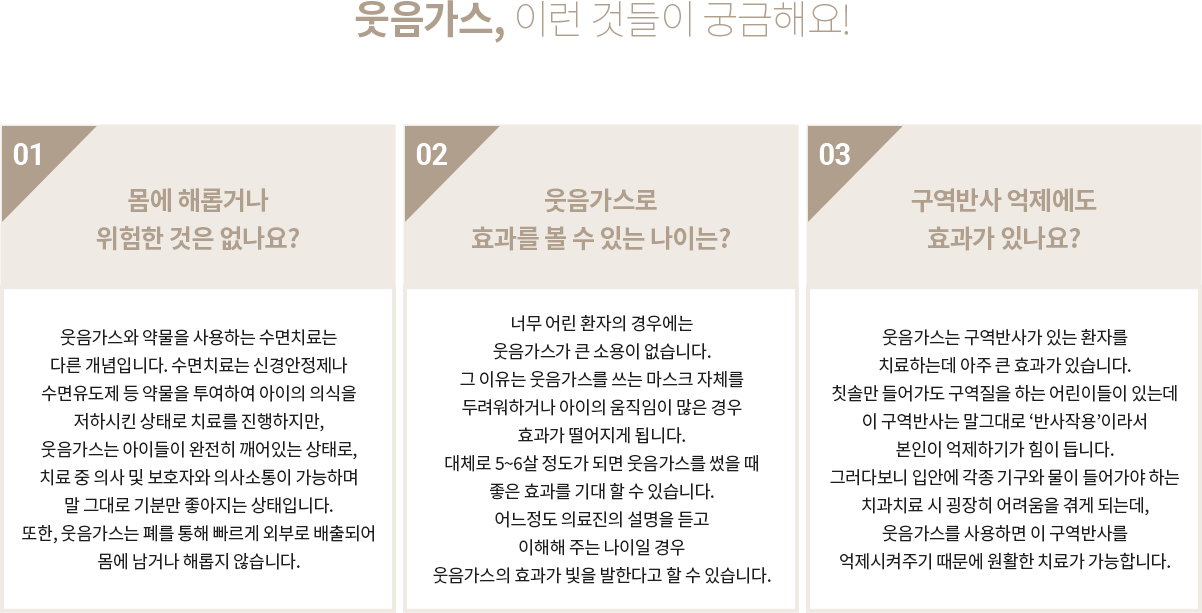 웃음가스 자주 묻는 질문 — 안전성, 효과적인 나이, 구역반사 억제